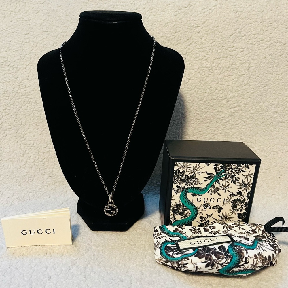 Gucci Interlocking G Arabesque 925 Silver Necklace